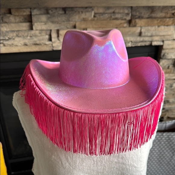 Vibrant Pink Western Hat with Fringe Trim main image 6